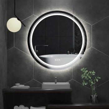 Extra Large Round LED Bathroom Mirror with Anti-Fog, Dimmable Lights, and Touch Sensor