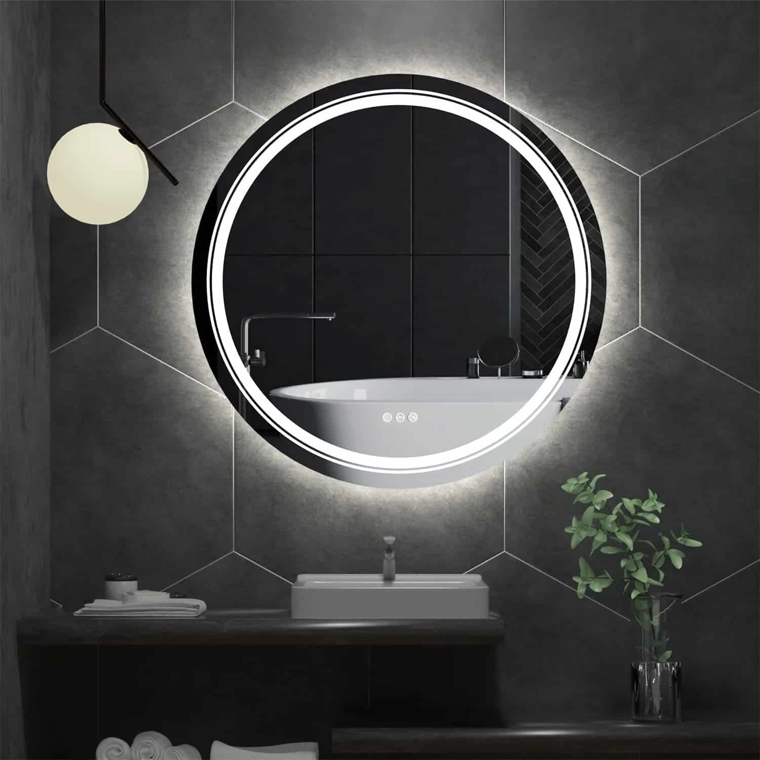 Extra Large Round LED Bathroom Mirror with Anti-Fog, Dimmable Lights, and Touch Sensor Extra Large Round LED Bathroom Mirror with Anti-Fog, Dimmable Lights, and Touch Sensor