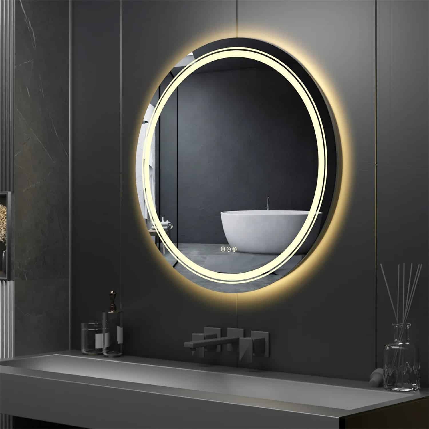 Extra Large 90cm Round Double Light LED Smart Bathroom Illumination Mirror, Wall Mounted, Anti-Fog - Uncategorized | LightMir Extra Large 90cm Round Double Light LED Smart Bathroom Illumination Mirror, Wall Mounted, Anti-Fog - Uncategorized | LightMir