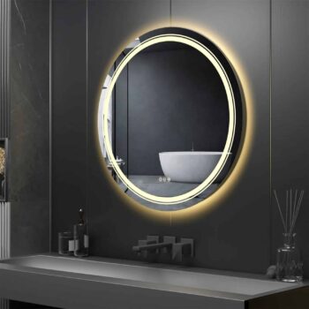 Extra Large 90cm Round Double Light LED Smart Bathroom Illumination Mirror, Wall Mounted, Anti-Fog - Uncategorized | LightMir