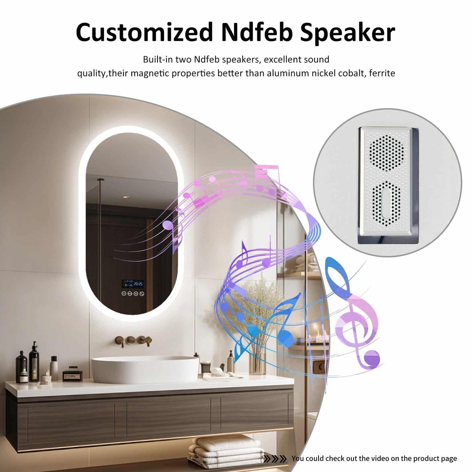 Modern Oval LED Bathroom Mirror with Bluetooth Speaker, Anti-Fog, and Touch-Sensor Lighting - Bluetooth Mirrors | LightMirror Modern Oval LED Bathroom Mirror with Bluetooth Speaker, Anti-Fog, and Touch-Sensor Lighting - Bluetooth Mirrors | LightMirror