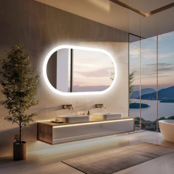 Arched Illumina LED Bathroom Mirror – Oval Design, Anti-Fog, and Adjustable Lighting