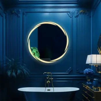 Premium Circular LED Bathroom Mirror with Glow Ring