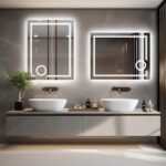 Frameless LED Bathroom Mirror with 3X Magnification, Anti-Fog, and Dual Lighting – Modern Makeup & Shaving Mirror