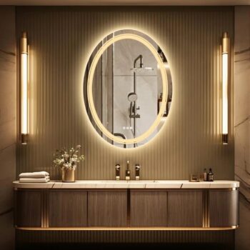 Luxe Dual-Glow LED Bathroom Mirror – Anti-Fog, Dimmable, Double Circle Design