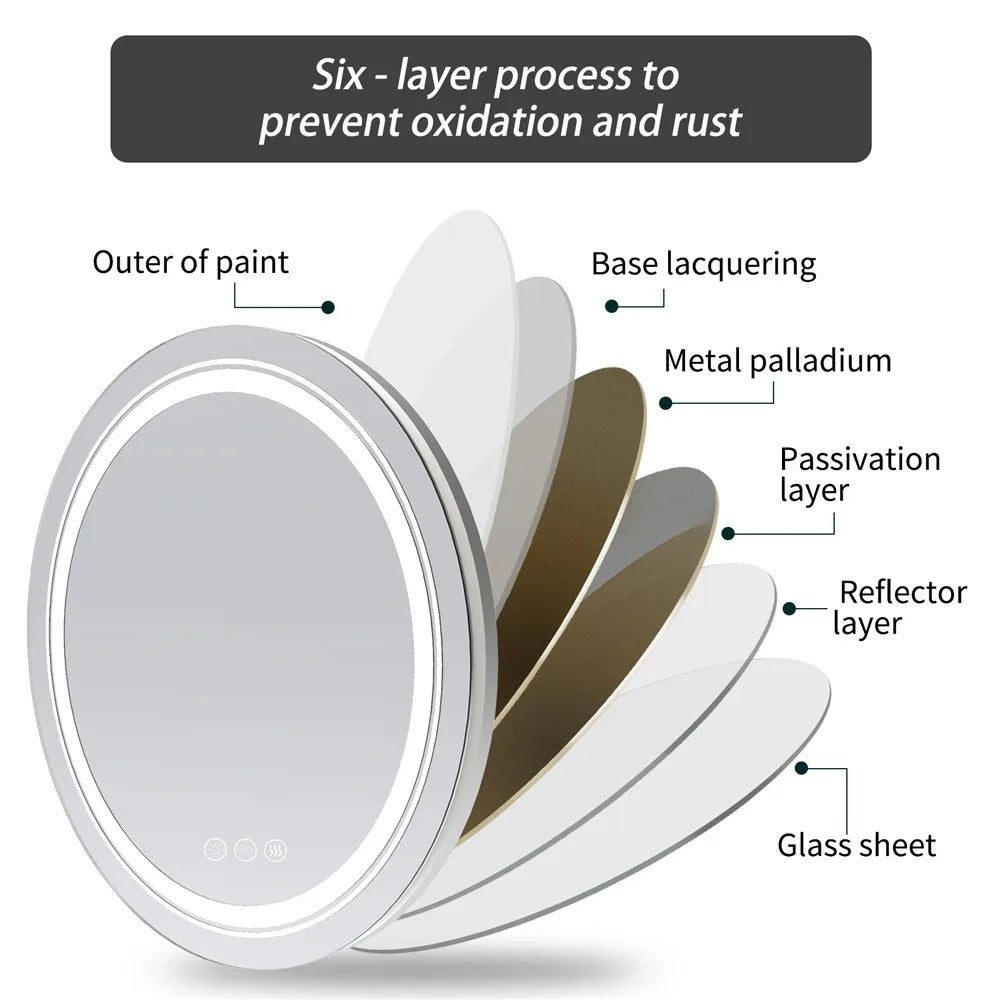 Frameless LED Bathroom Mirror with Dual Lighting, Anti-Fog, and Touch Controls – Modern Round Design - Bluetooth Mirrors | Li Frameless LED Bathroom Mirror with Dual Lighting, Anti-Fog, and Touch Controls – Modern Round Design - Bluetooth Mirrors | Li