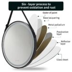 Radiant Halo Frame Round Mirror with Anti-Fog, Dimmable Lighting, and Touch Controls With Rope