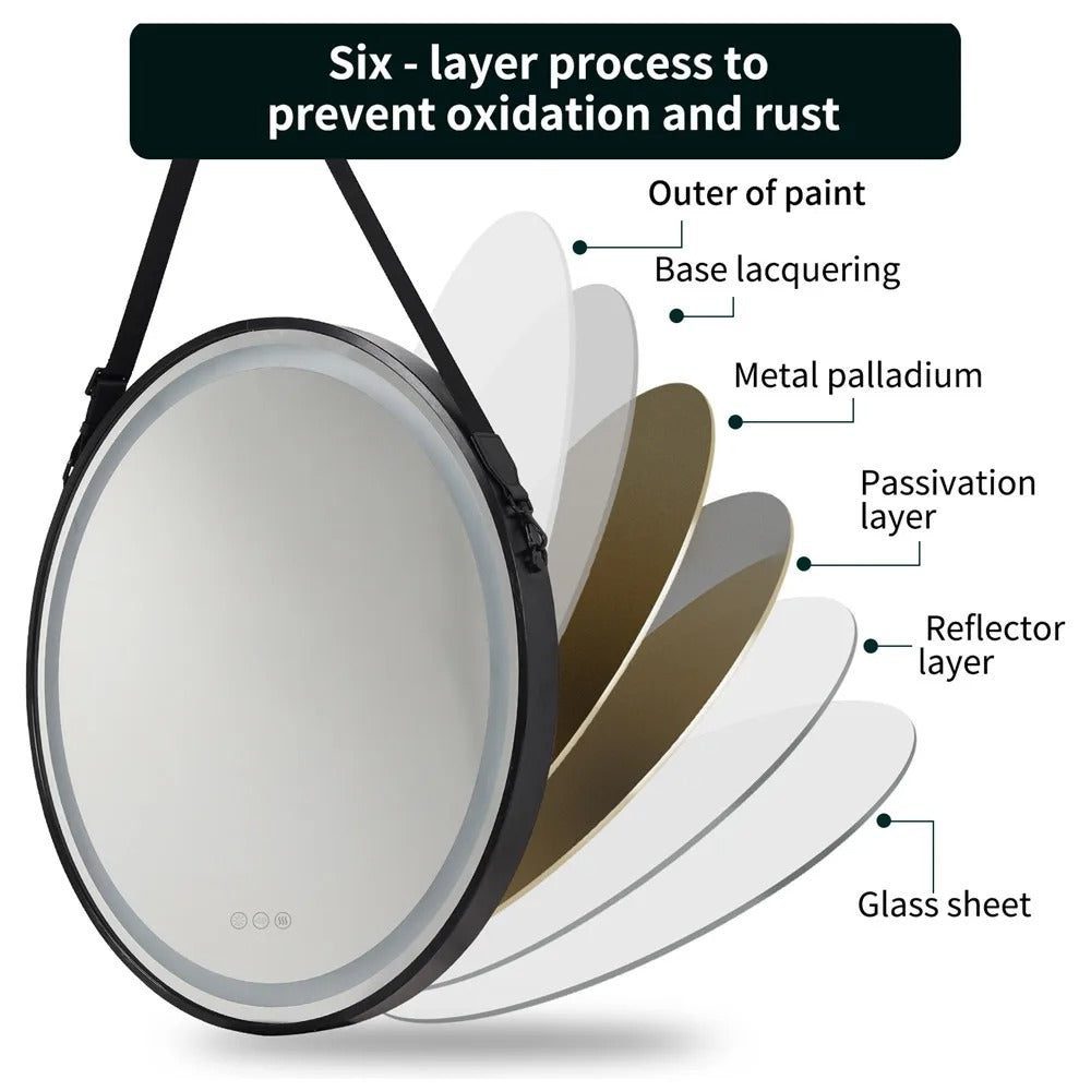 Radiant Halo Frame Round Bathroom Mirror – LED Lighting, Anti-Fog, and Touch Controls - Framed LED Mirror | LightMirror.in Radiant Halo Frame Round Bathroom Mirror – LED Lighting, Anti-Fog, and Touch Controls - Framed LED Mirror | LightMirror.in