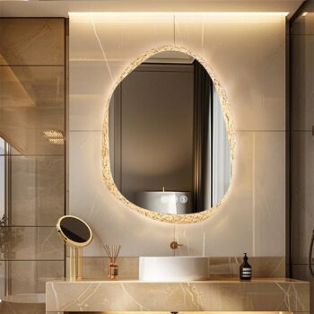 Irregular LED Bathroom Mirror with Touch Sensor, Anti-Fog, and Backlit Lighting