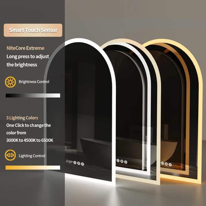 Intelligent Display LED Bathroom Mirror – Anti-Fog, Dimmable, and Touch Controls - clock mirror | LightMirror.in Intelligent Display LED Bathroom Mirror – Anti-Fog, Dimmable, and Touch Controls - clock mirror | LightMirror.in