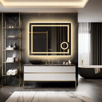 Frameless LED Bathroom Mirror with 3X Magnification, Anti-Fog, and Dual Lighting – Modern Makeup & Shaving Mirror - Bluetooth