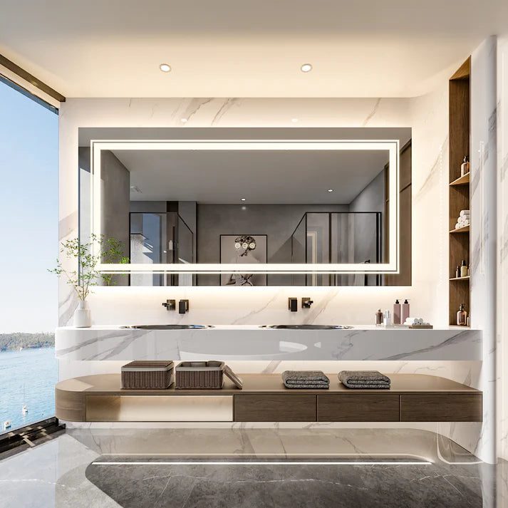 Frameless LED Bathroom Mirror with Dual Lighting, Anti-Fog, and Touch Controls - Uncategorized | LightMirror.in Frameless LED Bathroom Mirror with Dual Lighting, Anti-Fog, and Touch Controls - Uncategorized | LightMirror.in
