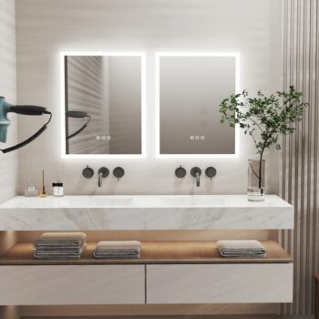 20x30 Inch Rectangular LED Bathroom Mirror – Anti-Fog, Dimmable, and Touch Controls