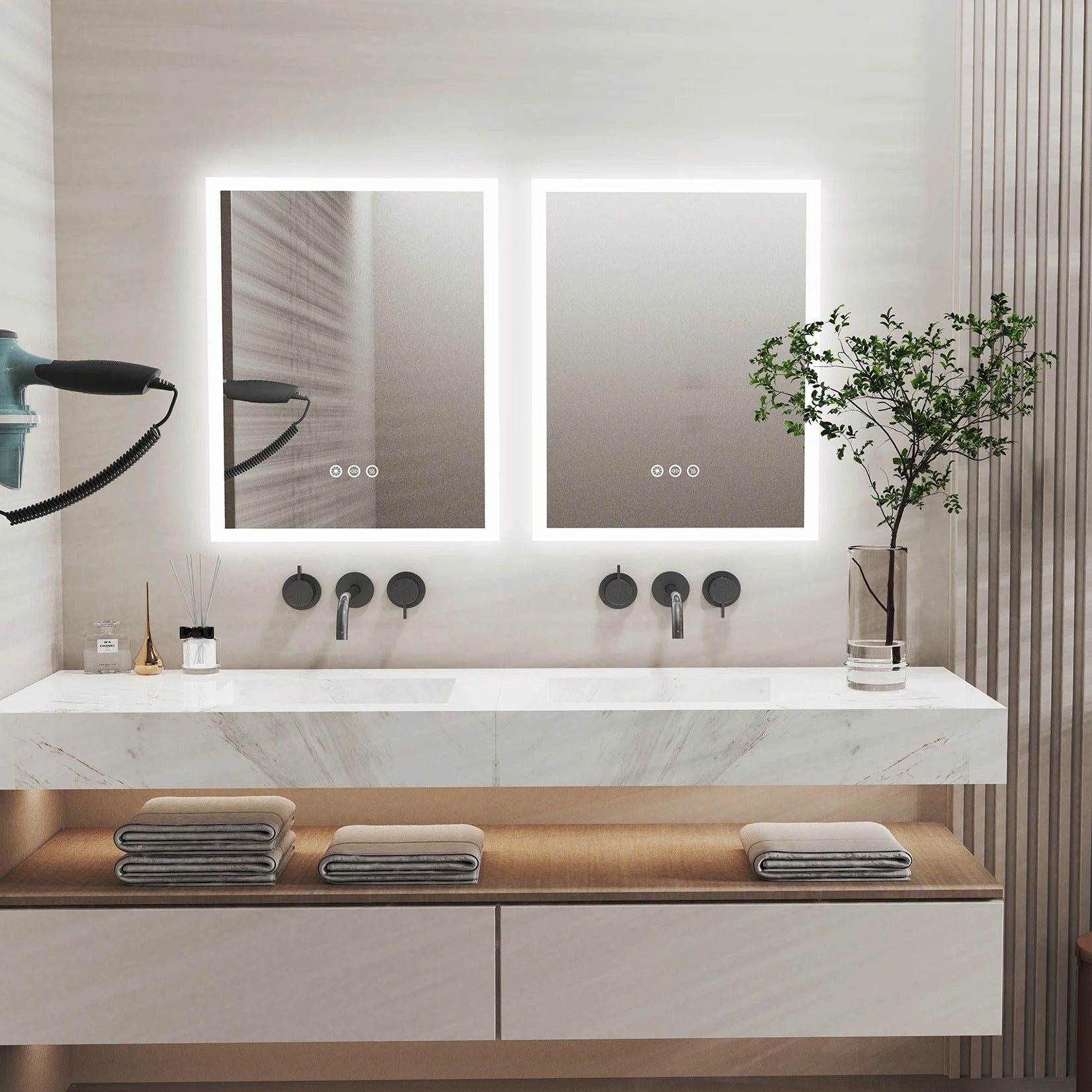 20x30 Inch Rectangular LED Bathroom Mirror – Anti-Fog, Dimmable, and Touch Controls 20x30 Inch Rectangular LED Bathroom Mirror – Anti-Fog, Dimmable, and Touch Controls