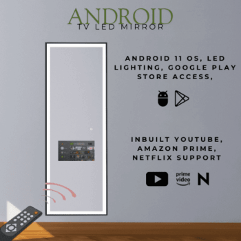 Luxury Android TV LED Mirror with Remote – Smart Bathroom Mirror