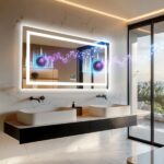 Smart LED Bathroom Mirror with Bluetooth Speaker, Anti-Fog, and Dimmable Lighting
