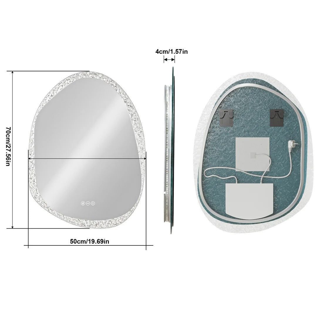 Irregular LED Bathroom Mirror with Touch Sensor, Anti-Fog, and Backlit Lighting - Bluetooth Mirrors | LightMirror.in Irregular LED Bathroom Mirror with Touch Sensor, Anti-Fog, and Backlit Lighting - Bluetooth Mirrors | LightMirror.in