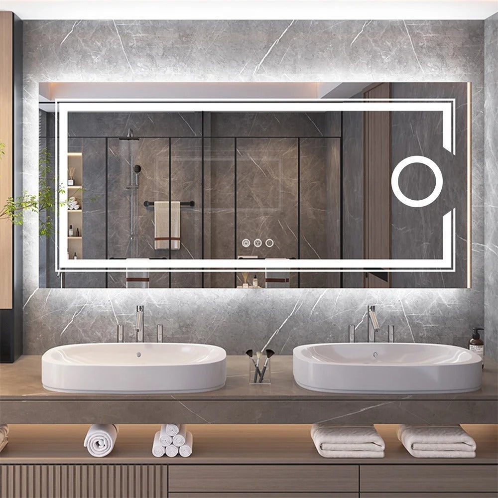 30"x60" LED Mirror with 3X Magnifying, Anti-Fog, and Dimmable Lighting - Bluetooth Mirrors | LightMirror.in 30"x60" LED Mirror with 3X Magnifying, Anti-Fog, and Dimmable Lighting - Bluetooth Mirrors | LightMirror.in