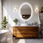 LuxeView LED Oval Bathroom Mirror – Dual Illumination, Anti-Fog, and Dimmable Lighting