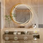 Round LED Bathroom Mirror with Anti-Fog, Dimmable Lighting, and Touch Controls