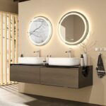 Frameless LED Bathroom Mirror with Dual Lighting, Anti-Fog, and Touch Controls – Modern Round Design