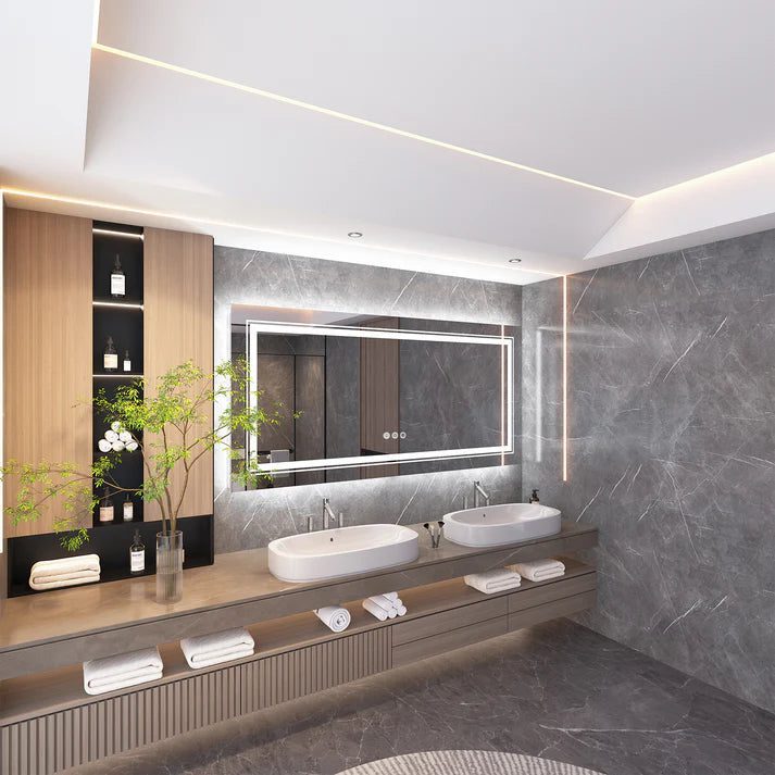 Frameless LED Bathroom Mirror with Dual Lighting, Anti-Fog, and Touch Controls - Uncategorized | LightMirror.in Frameless LED Bathroom Mirror with Dual Lighting, Anti-Fog, and Touch Controls - Uncategorized | LightMirror.in