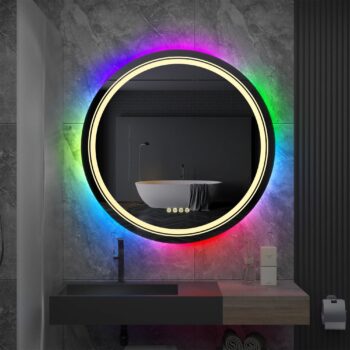 Spectrum Glow Round LED Bathroom Mirror – RGB Backlit, Anti-Fog, and Touch Controls