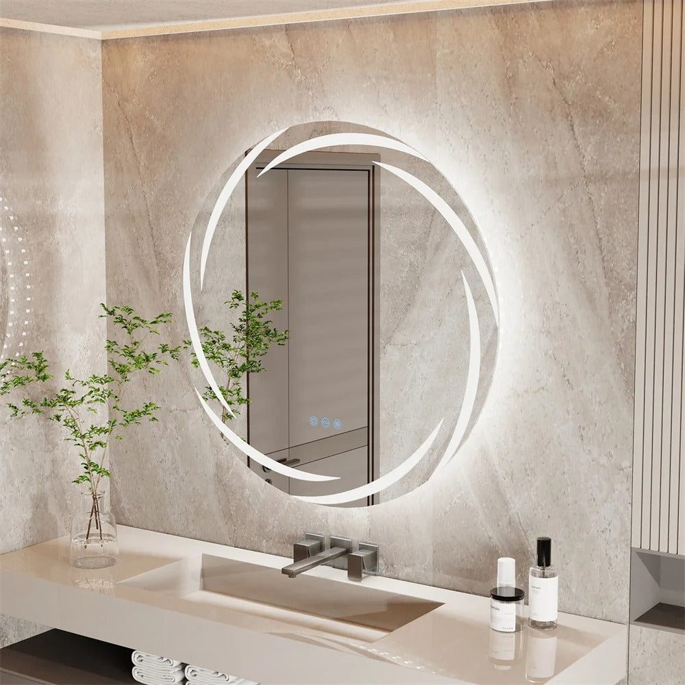 Round LED Bathroom Mirror with Anti-Fog, Dimmable Lighting, and Touch Controls - Bluetooth Mirrors | LightMirror.in Round LED Bathroom Mirror with Anti-Fog, Dimmable Lighting, and Touch Controls - Bluetooth Mirrors | LightMirror.in