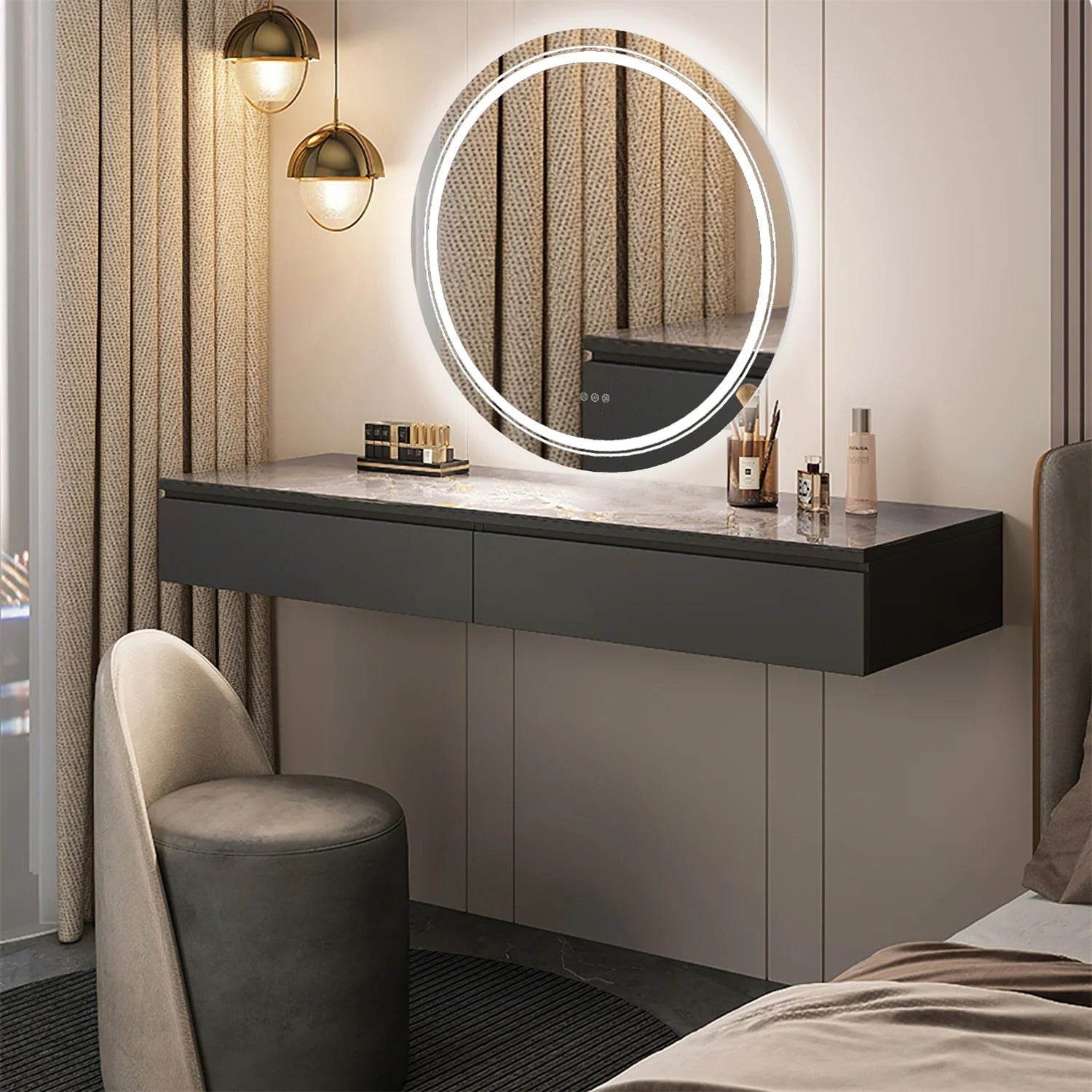 Extra Large 90cm Round Double Light LED Smart Bathroom Illumination Mirror, Wall Mounted, Anti-Fog - Uncategorized | LightMir Extra Large 90cm Round Double Light LED Smart Bathroom Illumination Mirror, Wall Mounted, Anti-Fog - Uncategorized | LightMir