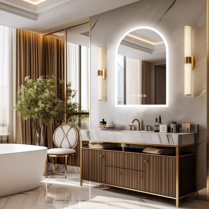 Intelligent Display LED Bathroom Mirror – Anti-Fog, Dimmable, and Touch Controls - clock mirror | LightMirror.in Intelligent Display LED Bathroom Mirror – Anti-Fog, Dimmable, and Touch Controls - clock mirror | LightMirror.in