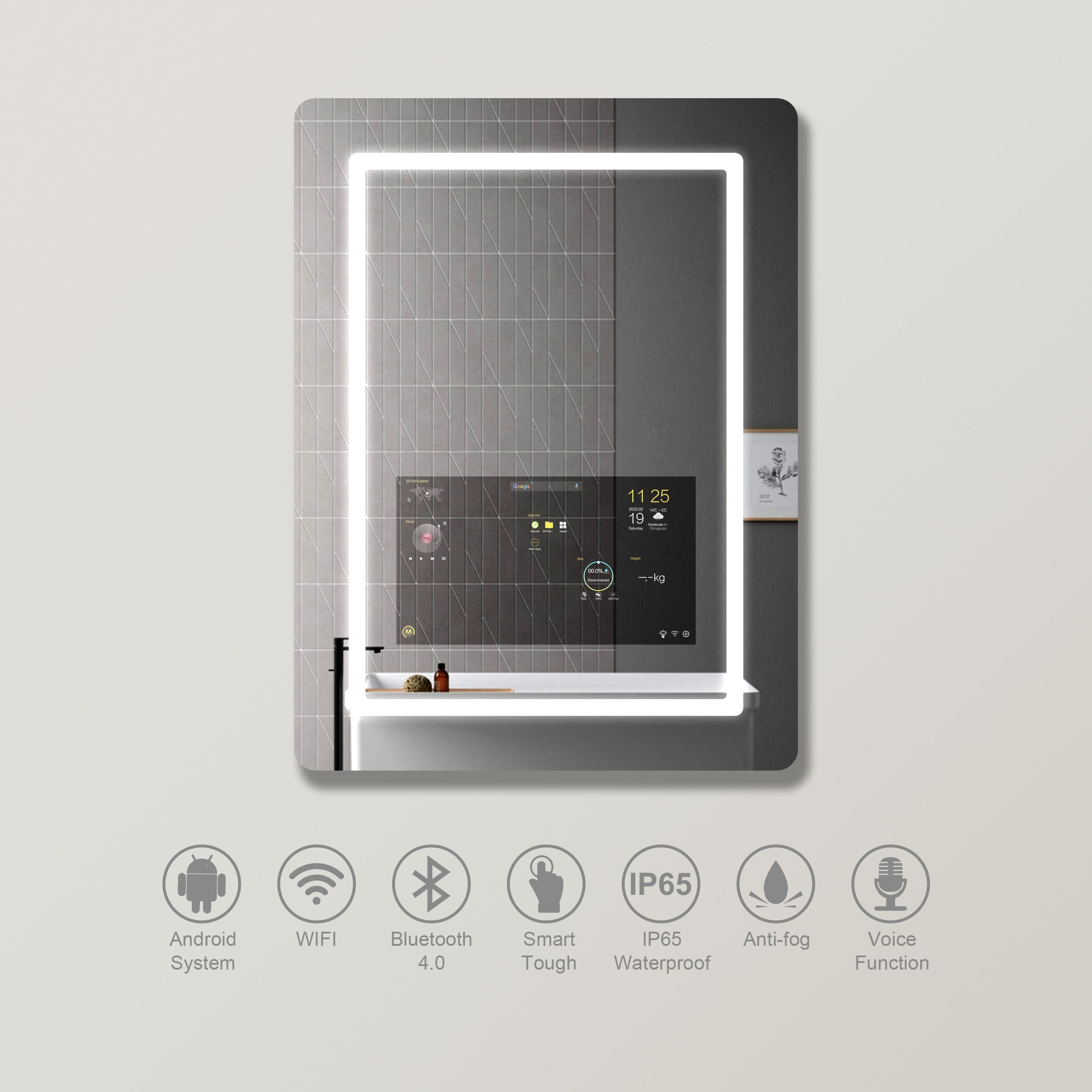 Smart LED Bathroom Mirror with Android TV Smart LED Bathroom Mirror with Android TV