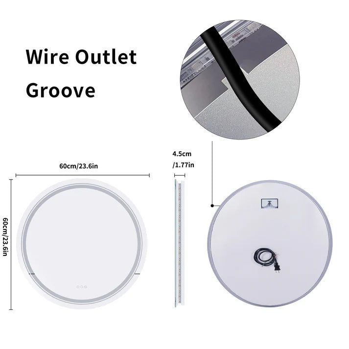 Frameless LED Bathroom Mirror with Dual Lighting, Anti-Fog, and Touch Controls – Modern Round Design - Bluetooth Mirrors | Li Frameless LED Bathroom Mirror with Dual Lighting, Anti-Fog, and Touch Controls – Modern Round Design - Bluetooth Mirrors | Li