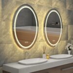 Luxe Dual-Glow LED Bathroom Mirror – Anti-Fog, Dimmable, Double Circle Design