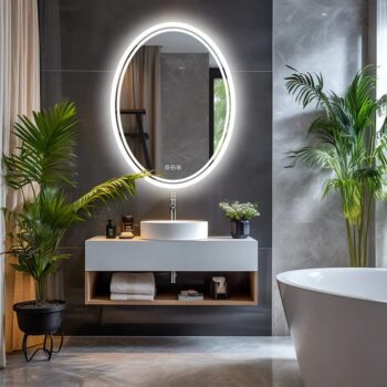 LuxeView LED Oval Bathroom Mirror – Dual Illumination, Anti-Fog, and Dimmable Lighting