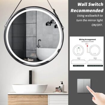 Radiant Halo Frame Round Bathroom Mirror โ LED Lighting, Anti-Fog, and Touch Controls - Framed LED Mirror | LightMirror.in