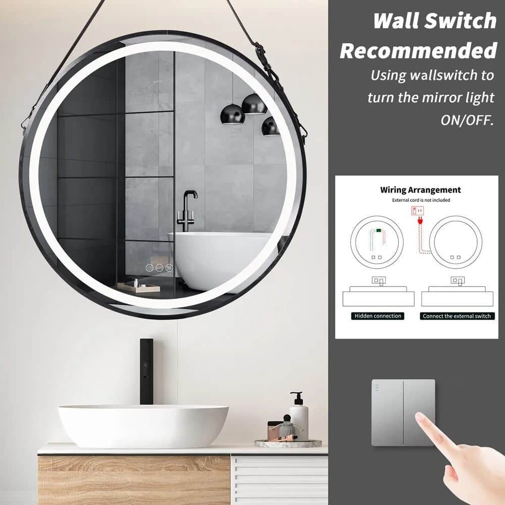 Radiant Halo Frame Round Bathroom Mirror – LED Lighting, Anti-Fog, and Touch Controls - Framed LED Mirror | LightMirror.in Radiant Halo Frame Round Bathroom Mirror – LED Lighting, Anti-Fog, and Touch Controls - Framed LED Mirror | LightMirror.in