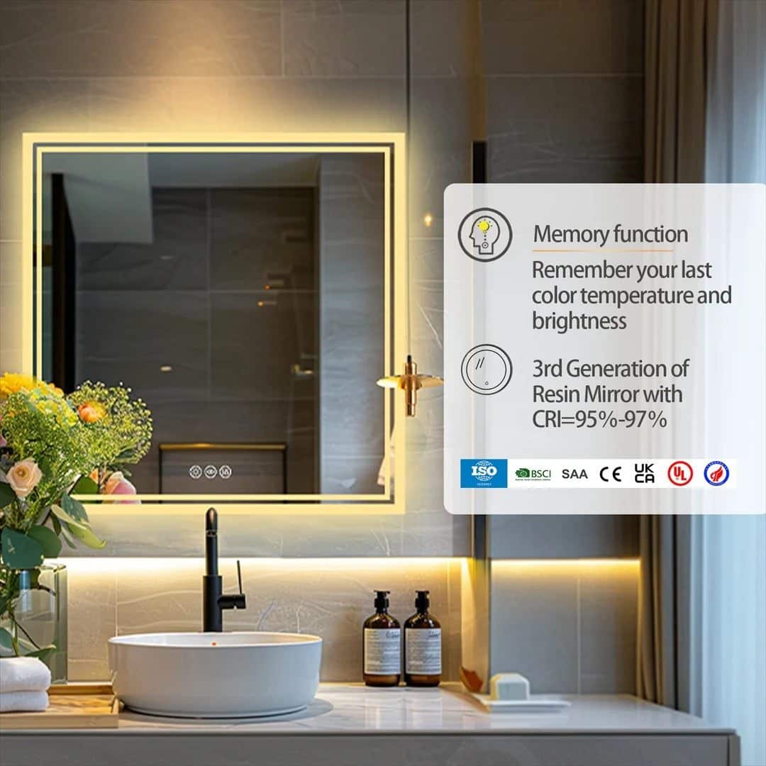 Square Illuminated Bathroom Mirror – Anti-Fog, Dimmable, and Touch Controls - Uncategorized | LightMirror.in Square Illuminated Bathroom Mirror – Anti-Fog, Dimmable, and Touch Controls - Uncategorized | LightMirror.in