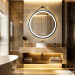 Radiant Halo Round LED Bathroom Mirror with Anti-Fog, Dimmable Lighting, and Leather Strap