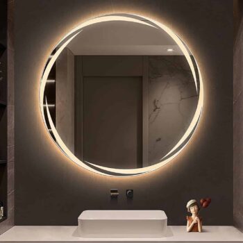 Round LED Bathroom Mirror with Anti-Fog, Dimmable Lighting, and Touch Controls