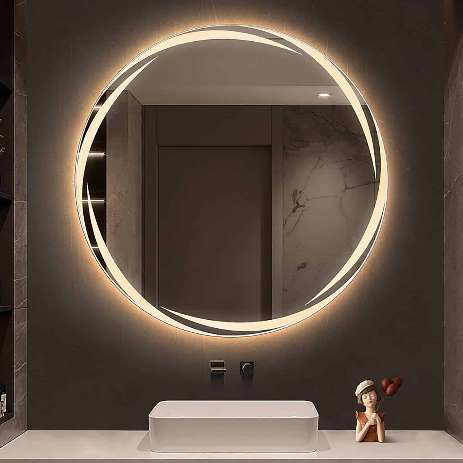 Round LED Bathroom Mirror with Anti-Fog, Dimmable Lighting, and Touch Controls Round LED Bathroom Mirror with Anti-Fog, Dimmable Lighting, and Touch Controls