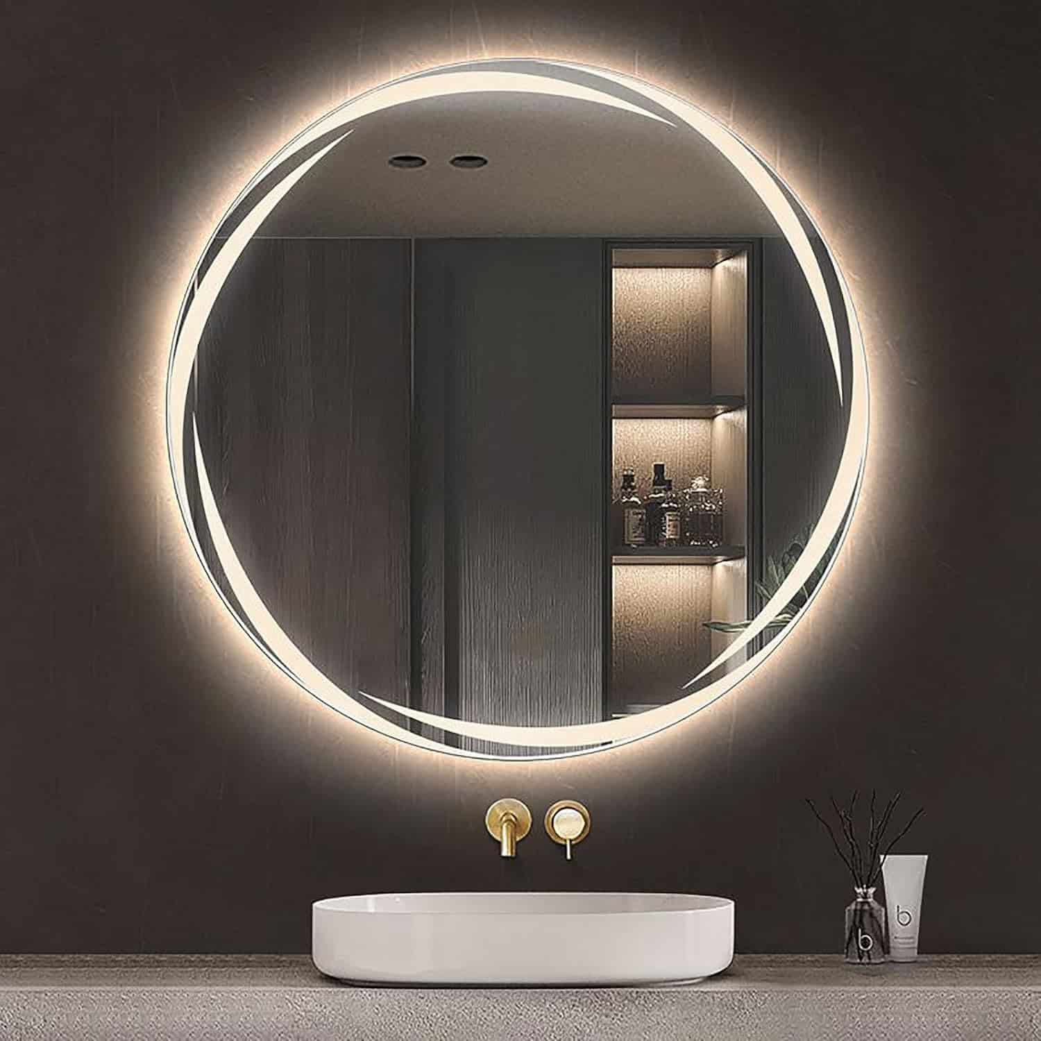 Round LED Bathroom Mirror with Anti-Fog, Dimmable Lighting, and Touch Controls - Bluetooth Mirrors | LightMirror.in Round LED Bathroom Mirror with Anti-Fog, Dimmable Lighting, and Touch Controls - Bluetooth Mirrors | LightMirror.in