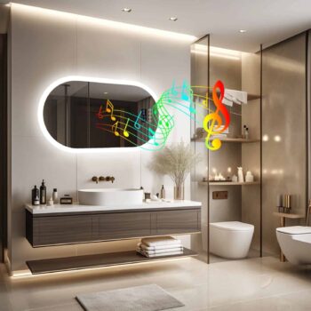 Modern Oval LED Bathroom Mirror with Bluetooth Speaker, Anti-Fog, and Touch-Sensor Lighting - Bluetooth Mirrors | LightMirror