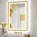 Gold Framed LED Bathroom Mirror – Anti-Fog, Dimmable, and Touch Controls