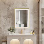 Gold Framed LED Bathroom Mirror – Anti-Fog, Dimmable, and Touch Controls