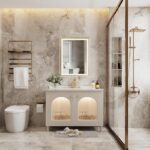 Gold Framed LED Bathroom Mirror – Anti-Fog, Dimmable, and Touch Controls