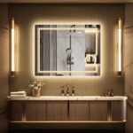 Frameless LED Bathroom Mirror with 3X Magnification, Anti-Fog, and Dual Lighting – Modern Makeup & Shaving Mirror