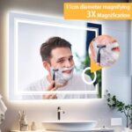 Frameless LED Bathroom Mirror with 3X Magnification, Anti-Fog, and Dual Lighting – Modern Makeup & Shaving Mirror