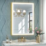 Gold Framed LED Bathroom Mirror – Anti-Fog, Dimmable, and Touch Controls