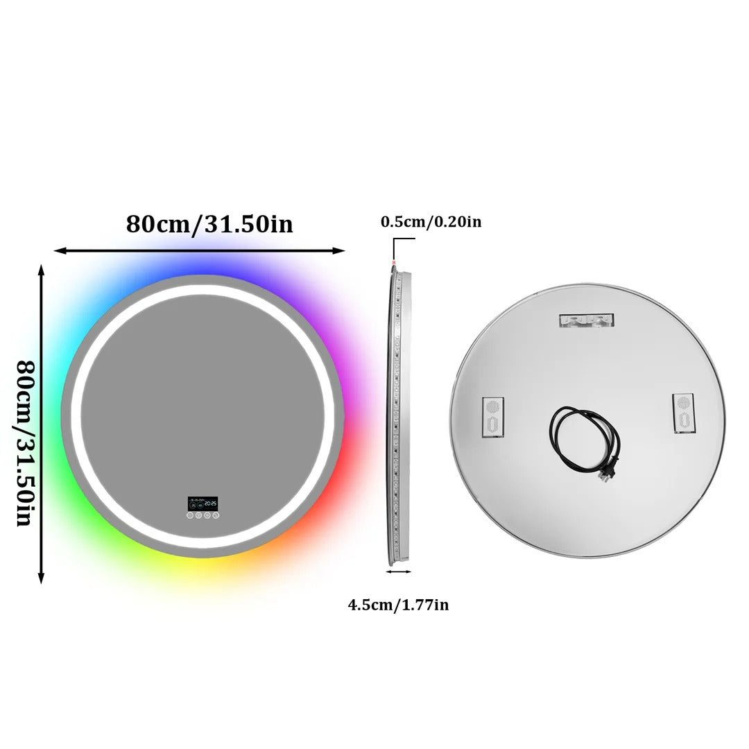 Round Smart RGB LED Bathroom Mirror with Bluetooth Speaker, Anti-Fog, and Dimmable L - Uncategorized | LightMirror.in Round Smart RGB LED Bathroom Mirror with Bluetooth Speaker, Anti-Fog, and Dimmable L - Uncategorized | LightMirror.in