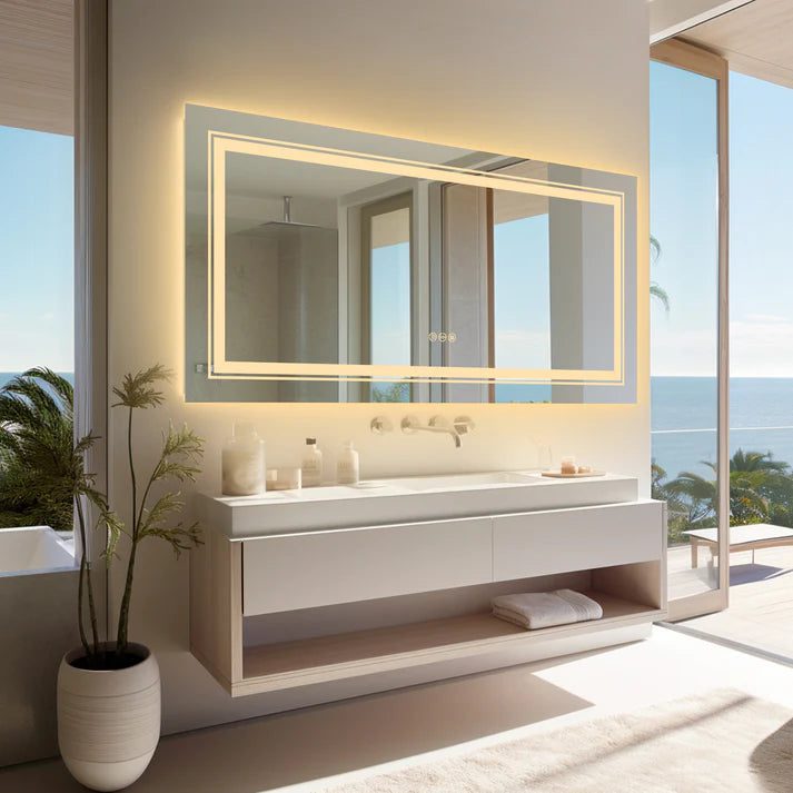 Frameless LED Bathroom Mirror with Dual Lighting, Anti-Fog, and Touch Controls - Uncategorized | LightMirror.in Frameless LED Bathroom Mirror with Dual Lighting, Anti-Fog, and Touch Controls - Uncategorized | LightMirror.in